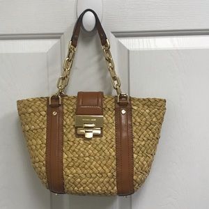 Michael Kors straw basket weave handbag